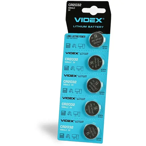 Батарейка CR2032, литиевая, Videx, 5 шт, 3V, Blister - фото 1