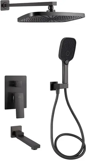 Душевая система универсальная Qtap Gemini Gunmetal Black PVD скрытого монтажа QTGEM114GMB45704 - фото 1