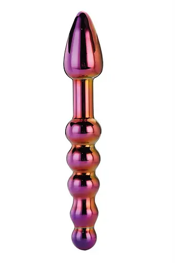 Анальный фаллоимитатор Glamour Glass Ridged Anal Dildo 18 см (радужный)