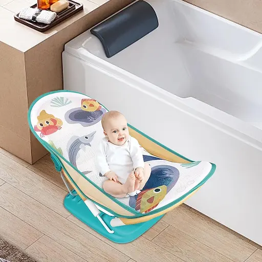 Складной шезлонг для купания грудных детей Tiibaby 0–3 месяцев с мягким подголовником и регулируемой спинкой - фото 4