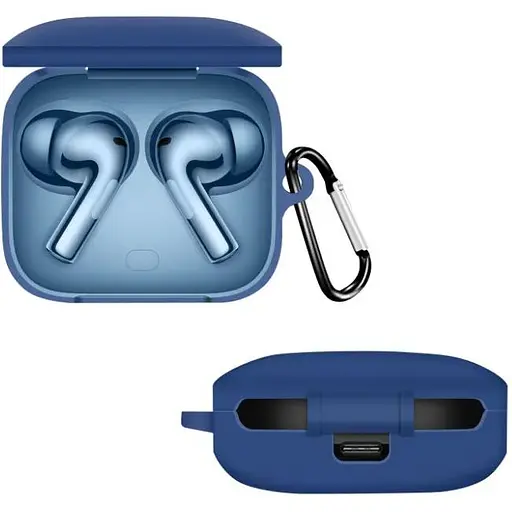 Чохол-накладка DK для OnePlus Buds 3 | Silicone Candy Friendly з карабіном (dark blue)