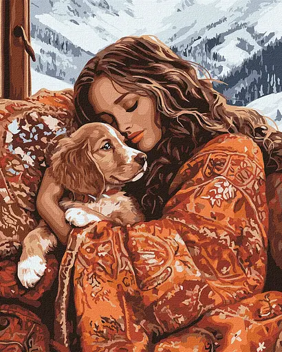 Набір для розпису по номерах Обійми улюбленця, Ideyka, 40x50 см, КНО8536