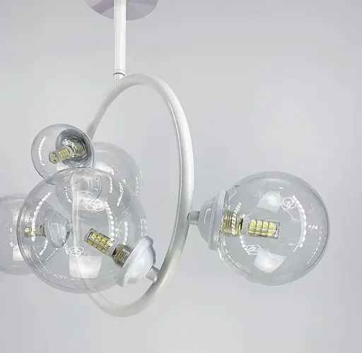 Потолочная люстра в форме белого кольца с прозрачными плафонами Bubble Line.F H 069/5 WT - фото 3