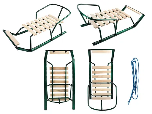 Санки детские с откидной спинкой и подставкой для ног, АРТ. 2 ЗЕЛ