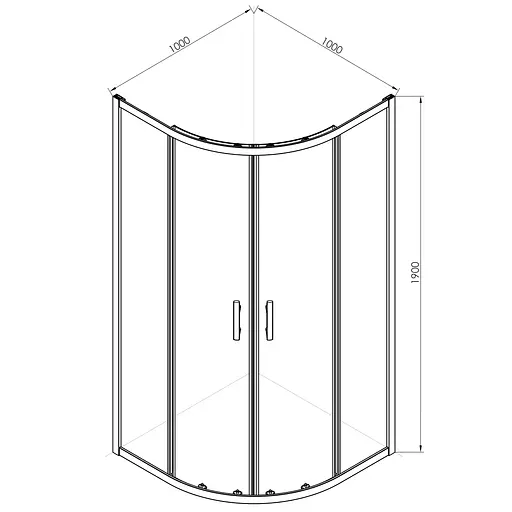 Душевая кабина угловая RJ 100x100 раздвижная, прозрачное стекло 6 мм с покрытием Nano, с ПВХ-подиумом и полочкой, хром K9170-FBM-1005, прозрачный, хром - фото 2