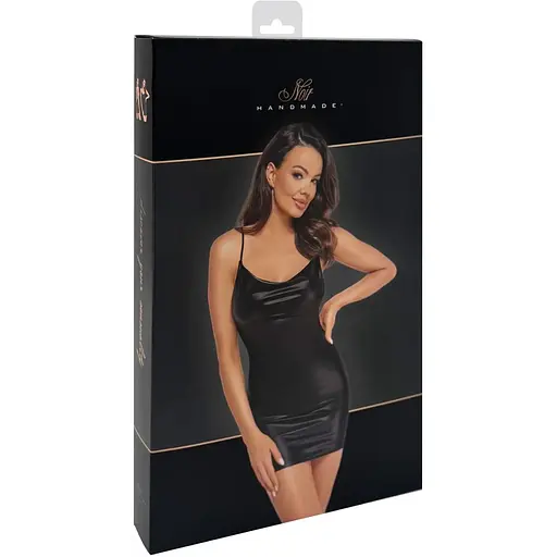 Платье Noir Handmade F307 Mirage wetlook Mini dress With jewelry rhinestOne chain - S - фото 7