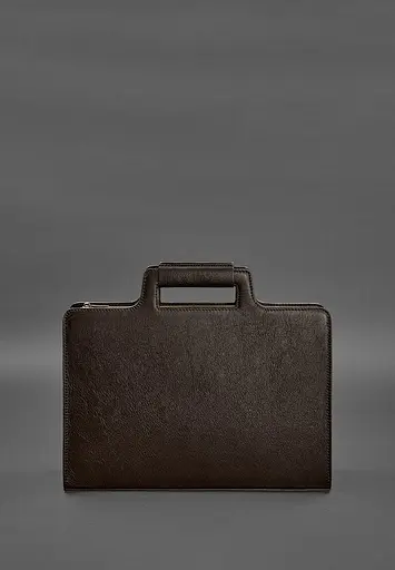 Шкіряна сумка для ноутбука та документів темно-коричнева краст - фото 3