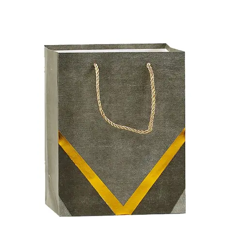 Пакет подарочный M 48899 18*10*23 см, ручка-шнурок (6900077488999) Серый - фото 1