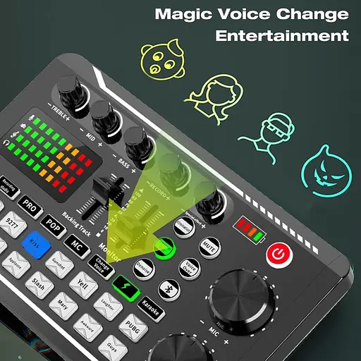 Звуковая микшерная плата, звуковая карта для изменения голоса с несколькими звуковыми эффектами, живая звуковая карта для прямой трансляции - фото 4