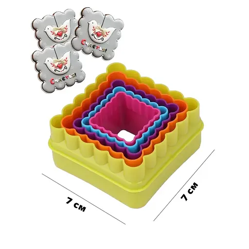 Набор из 5 пластиковых квадратных форм вырубок для пряников и печенья, Kitchen Master 86221 - фото 1