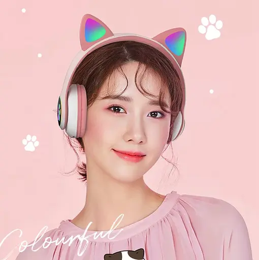 Бездротові Bluetooth навушники котячі вушка CAT STN-28 з мікрофоном та LED RGB підсвічуванням сині - фото 10