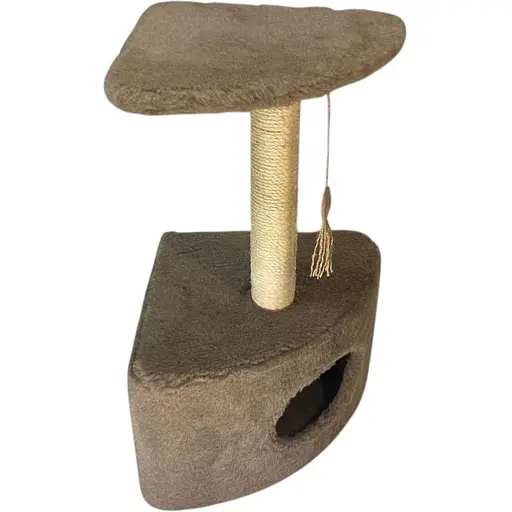 Дряпка Природа Д11у для котів кутова з будкою бежева 39x39x65 см [CD] - фото 3