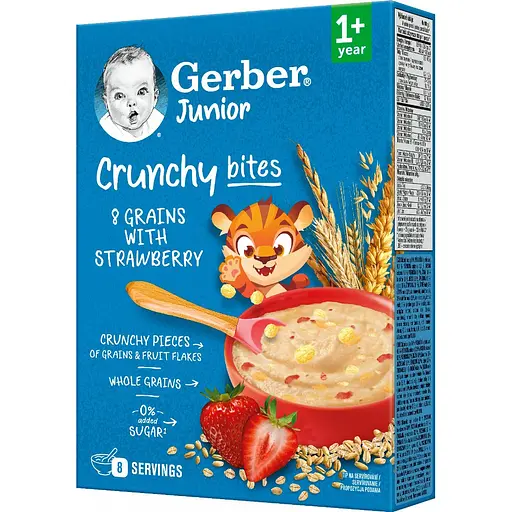 Дитяча каша суха швидкорозчинна Gerber Мультизлакова з хрусткими пластівцями та шматочками полуниці від 1 року 200 г - фото 2