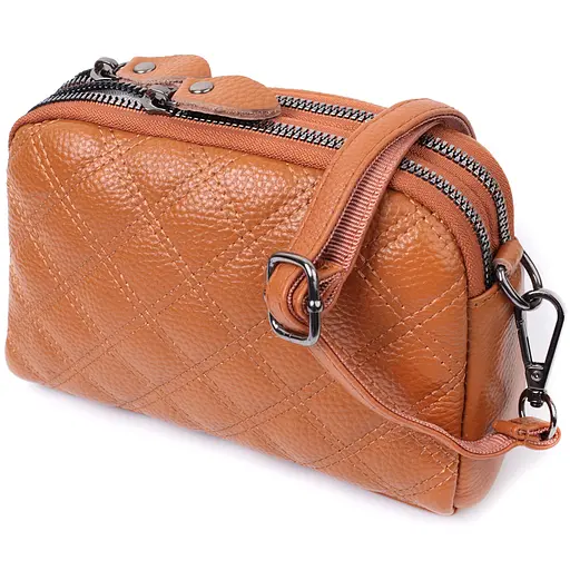 Женская сумка Vintage прошита ромбами на лицевой стороне из натуральной кожи 19.5х12.5х7 см sum0027021 - фото 2