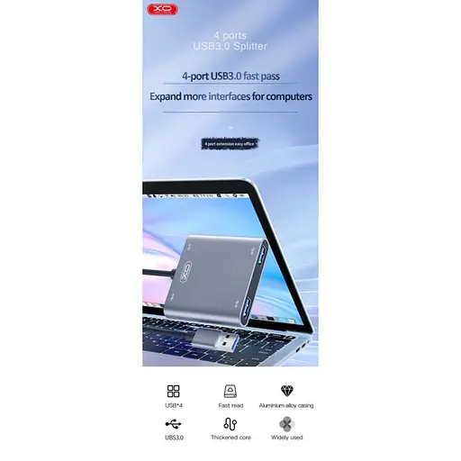 Адаптер - док-станція XO Hub012А 4-in-1 Usb Multifunctional docking station - фото 5