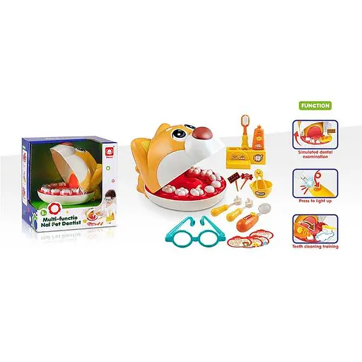 Набор стоматолога 832, 16 элементов, подсветка, инструменты, “пациент”, в коробке (6982348400015) - фото 2