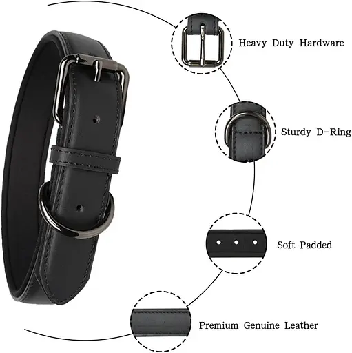Ошейники для собак, кожаный средний маленький собака, мягкий кожаный ошейник для собак с кольцом D - фото 2