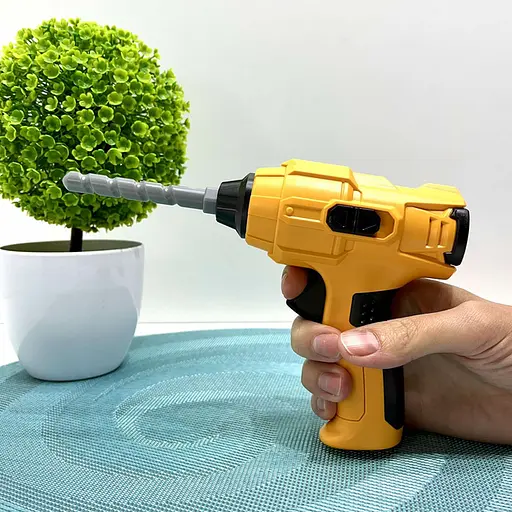 Набор инструментов шуруповерт механический на батарейках вращающееся сверло насадки гаечный ключ Желтый - фото 3