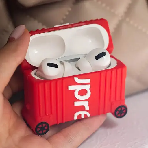 Силіконовий футляр Brand для навушників AirPods Pro + кільце Supreme red - фото 3