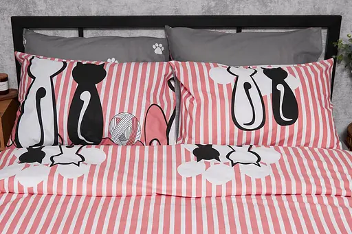 Комплект постільної білизни Moon&Star Бязь Gold Люкс Cat полуторний євро 160х220 наволочки 2х40х60 - фото 2