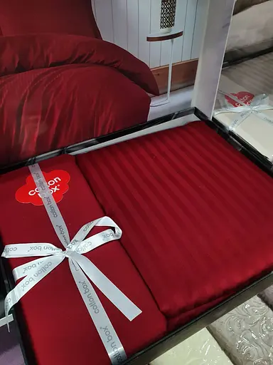 Комплект постільної білизни CottonBox Stripe Bordo Євро Різнобарвний 000230392 - фото 2