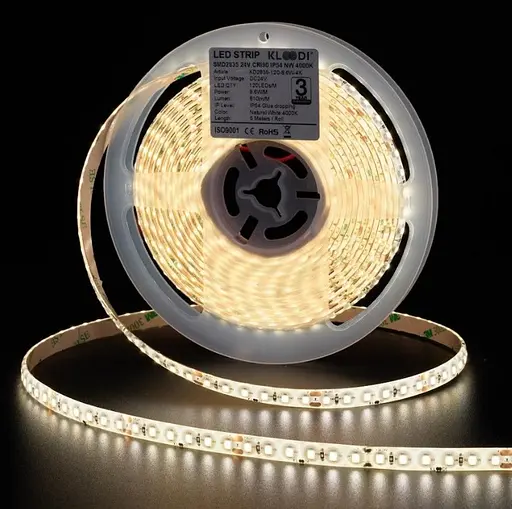 LED Стрічка 8,6W 120LED 4000K 810LM RA90 24V IP54 KLOODI KD2835-120-8.6W-4К-24V IP54 - фото 5