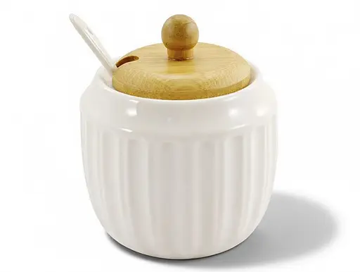 Цукорниця порцелянова з ложкою та дерев'яною кришкою Grazie 340 мл (PJ02889-1) - фото 2