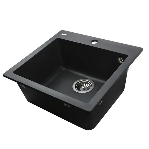 Гранитная мойка Globus Lux Aosta черный металлик 490x455мм А0001, Черный - фото 2