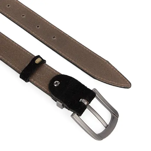 Ремінь жіночий замшевий JK-3049 чорний зі срібною пряжкою (105 см) - фото 4