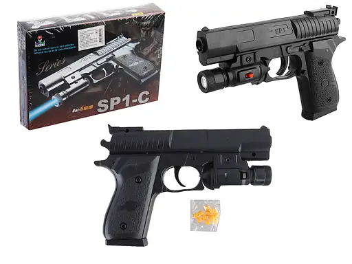 Пистолет на батарейках, свет, шарики, 18x12 см