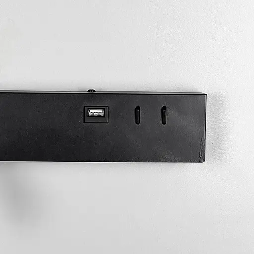 Чорное бра с поворотным спотом слева | разъем USB Line F Арт. WJ028/2R BK (правий) | USB-A - фото 3