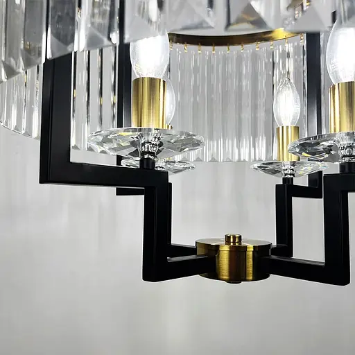 Элегантная люстра в стиле современной классики Ø 50х50 см Line F | Ст. MJ348-500 BK+CL - фото 4