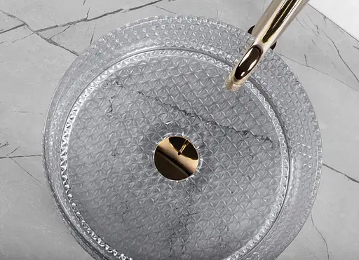 Умывальник Rea Cristal 35 light grey накладной REA-U9615, Прозрачный - фото 5