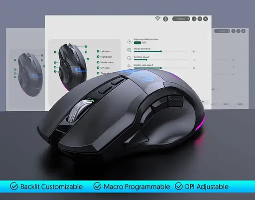 Компьютерная мышь MiKESPN W10 игровая с аккумулятором и подсветкой 2.4 gHz+Bluetooth - фото 8