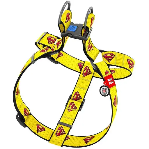 Шлейка для собак Waudog Nylon с QR паспортом, рисунок "Супермен 2", пластиковый фастекс, XL - фото 2