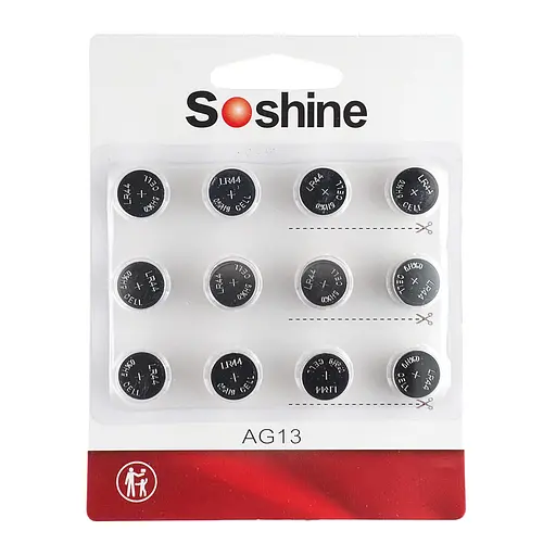 Батарейка Soshine AG13 (LR44) щелочные 1.5V 12 шт.