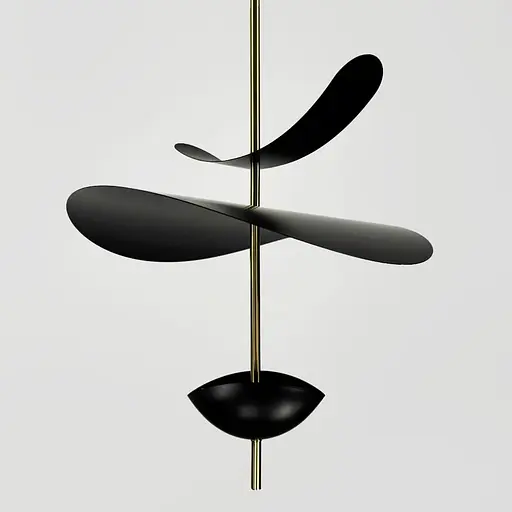 Дизайнерский светильник в черном корпусе с латунной трубкой Ø 40 см | Line F | Ст. MJ09-400 BK - фото 5