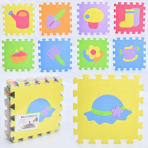 Детский коврик Мозаика "Предметы" Bambi MR 1275, 9 деталей, EVA, 30х30 см - фото 2