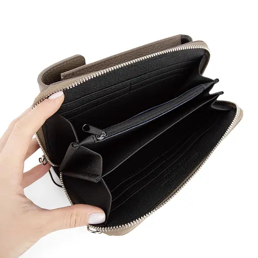 Кошелек с чехлом для телефона с ручкой на плечо Virginia Conti 03047 темный тауп - фото 3