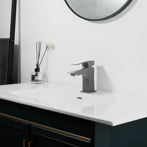 Змішувач для умивальника Gappo G1007-91 збройова сталь Графітовий хром - фото 2