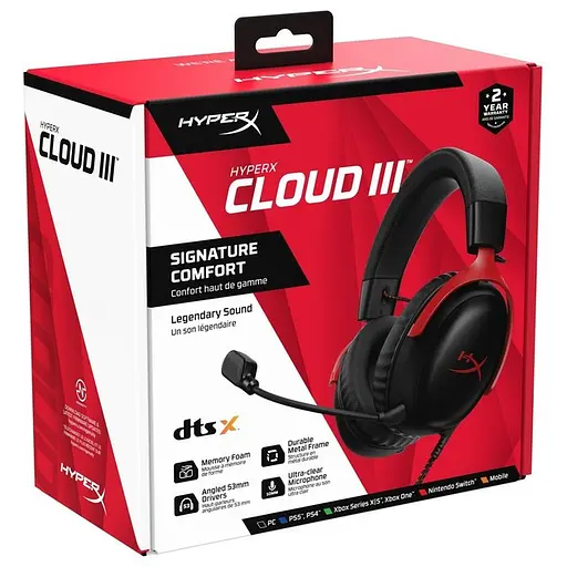 Наушники HyperX гарнитура игровая геймерская Cloud III 3.5 mm (727A9AA) черные красные - фото 4