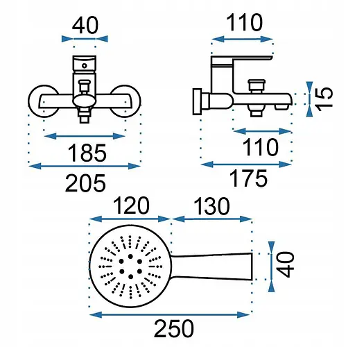 Смеситель для ванны Rea Buzz настенный black REA-B3421 Черный матовый - фото 10