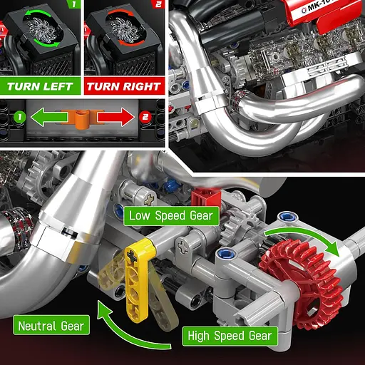 Конструктор двигун Mould King STR13 FORMULA ONE V6  Engine   моторизований дитячий мотор 980 деталей - фото 4