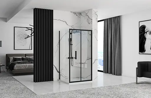 Душова кабіна Rea Rapid Fold 100x90 black REA-K6423 + REA-K6419, Чорний матовий, Універсальна, прозорий - фото 3