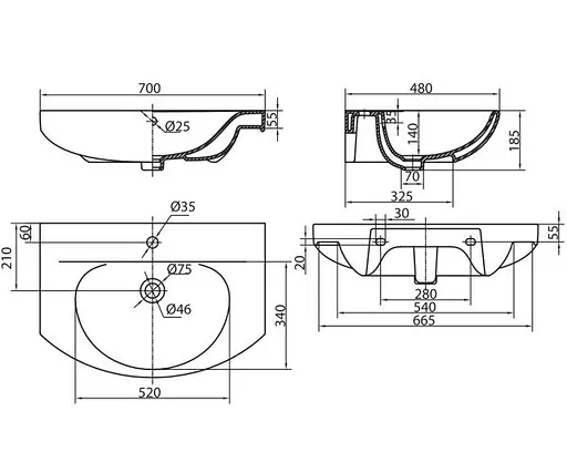Раковина мебельна 70x48 Kolo Runa L81970000 - фото 2