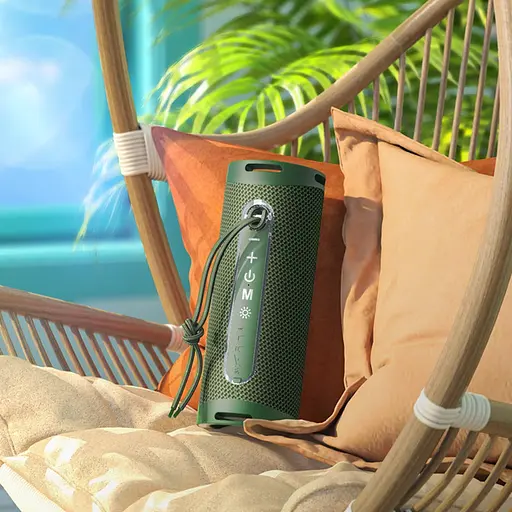 Портативна bluetooth колонка Hoco HC9 TWS з LED підсвічуванням dark зелений - фото 2