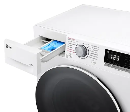 Стирально-сушильная машина LG фронтальная 9(5) кг 1200 А 48 см дисплей пара инвертор белый - фото 10