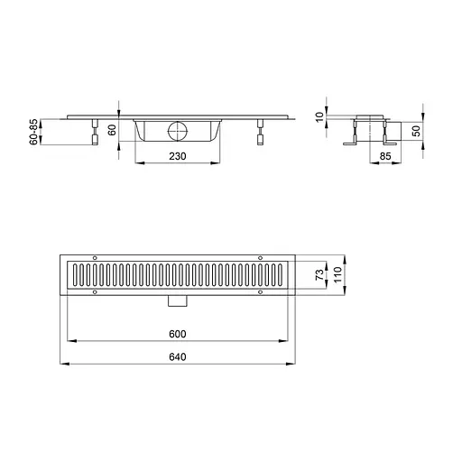 Лінійний трап Q-tap Dry FF304-600MBLA з нержавіючої гратами з сухим затвором 600 мм - фото 6