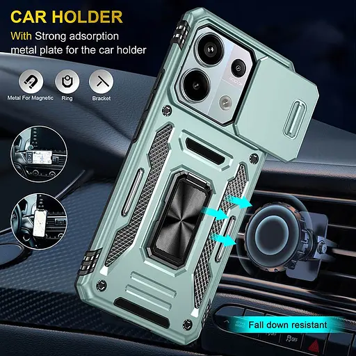 Чохол Epik ударостійкий Camshield Army Ring для Xiaomi Redmi Note 13 4G Зелений/Light Green - фото 3