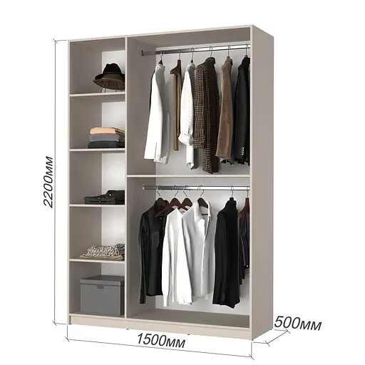 Шафа 3-дверна MebelStar Оскар Gloss BL-B, додаткова штанга 150x52x220 см Антрацит/Антрацит (MBS-5229) - фото 3